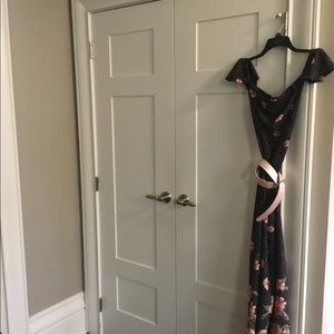 Lulus of the shoulder maxi dress with belt